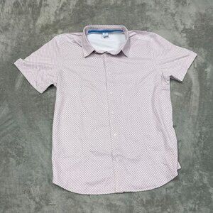 REV 3 Mens Red White Grid Pattern Short Sleeve Shirt M 6765